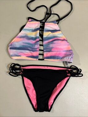 PINK Victoria's Secret Multicolor High Neck Strappy Bikini